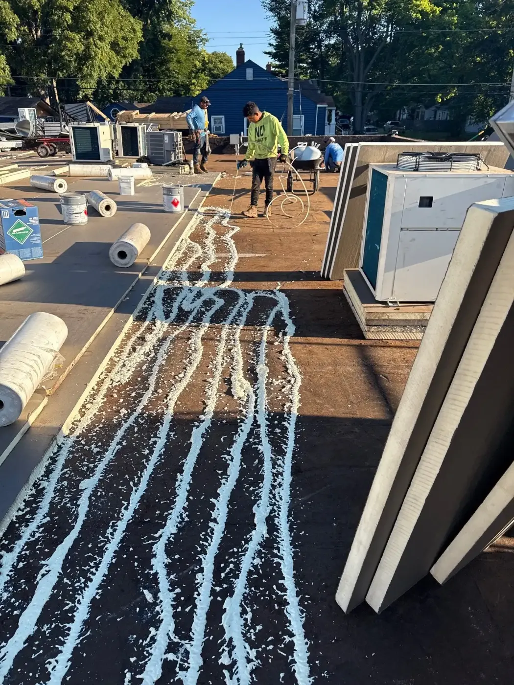 Tarping and dry-in on a Speedway commercial roof